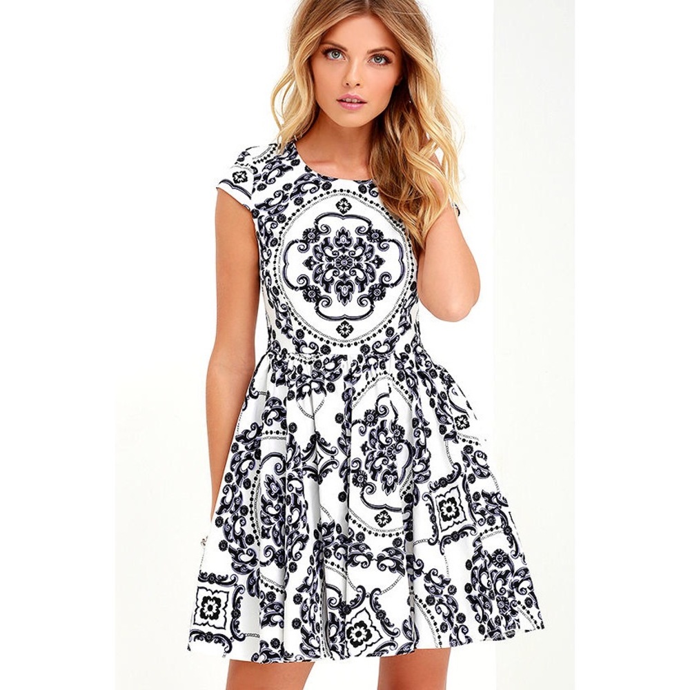 Lulus Royal Luxe Ivory Print Dress